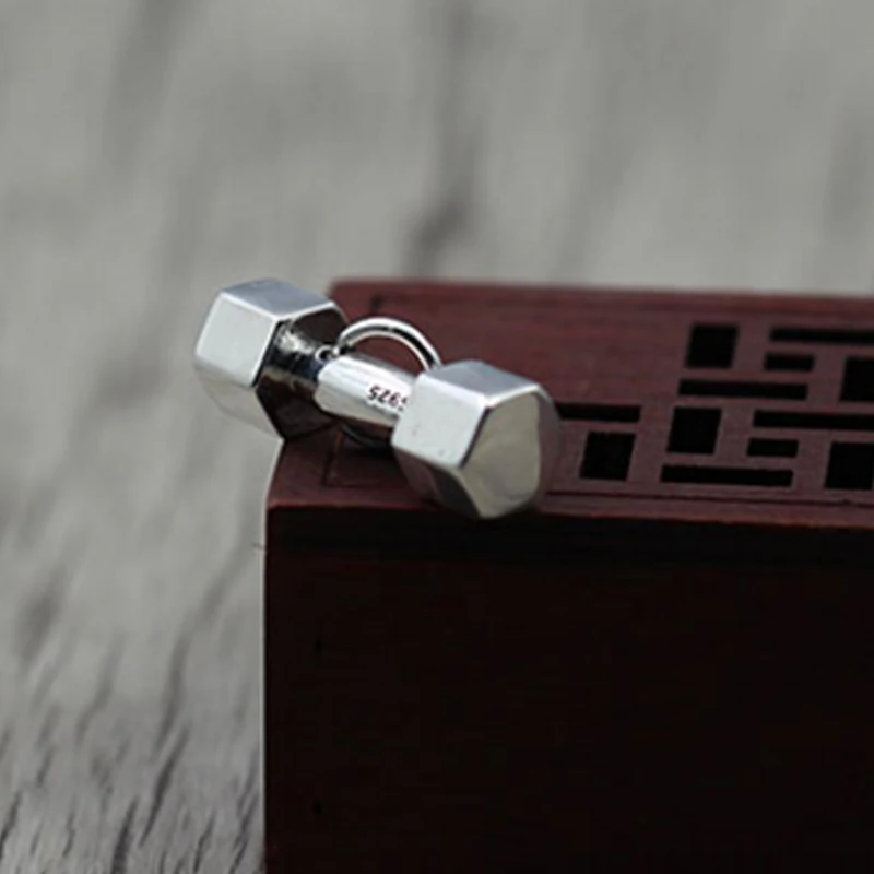 

Pure 925 Sterling Silver Jewelry Dumbbell Charms Punk Pendants for Men And Women Thai Silver Necklace Chain Party Gift 1553