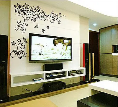 Новые декоративные съемные настенные наклейки сделай сам с черными цветами