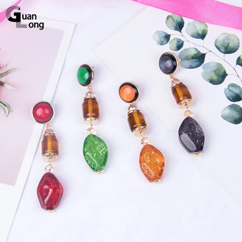 GuanLong Long Acrylic Designer Dangling Earrings Fashion Jewelry for Women Sparkling Big Geometric Statement Drop Earring Brinco | Украшения