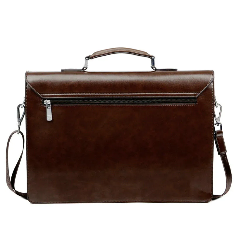 Business Men's Bag Large Capacity Cowhide Leather briefcase Horizon Password Lock Shoulder Messenger Bag