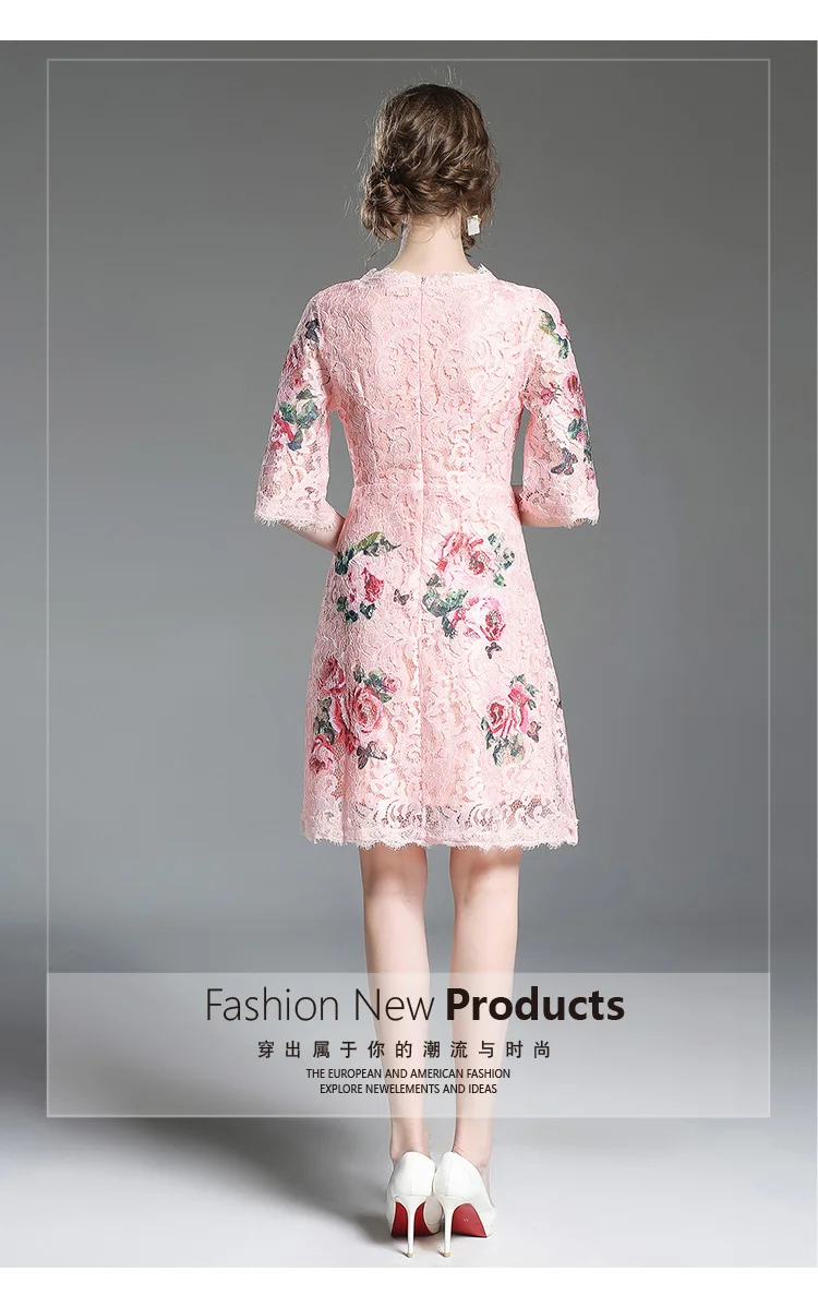 Высокая-конец Дизайн 2018 Популярные летние Для женщин розовые рукава три четверти