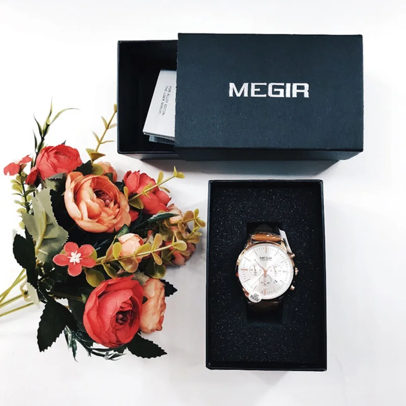 Женские кварцевые часы MEGIR роскошные брендовые модные спортивные для влюбленных