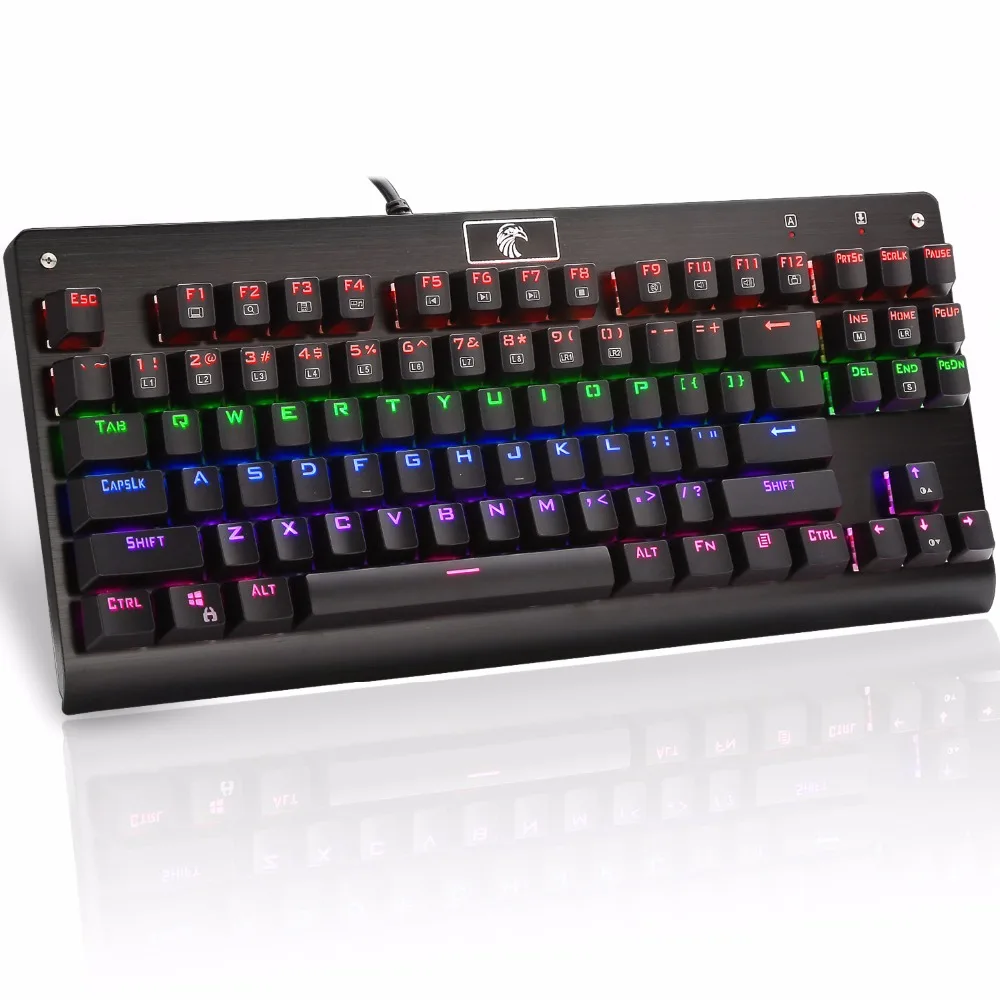 Z77 светодиодный дисплей Механическая игровая клавиатура переключаемые синие