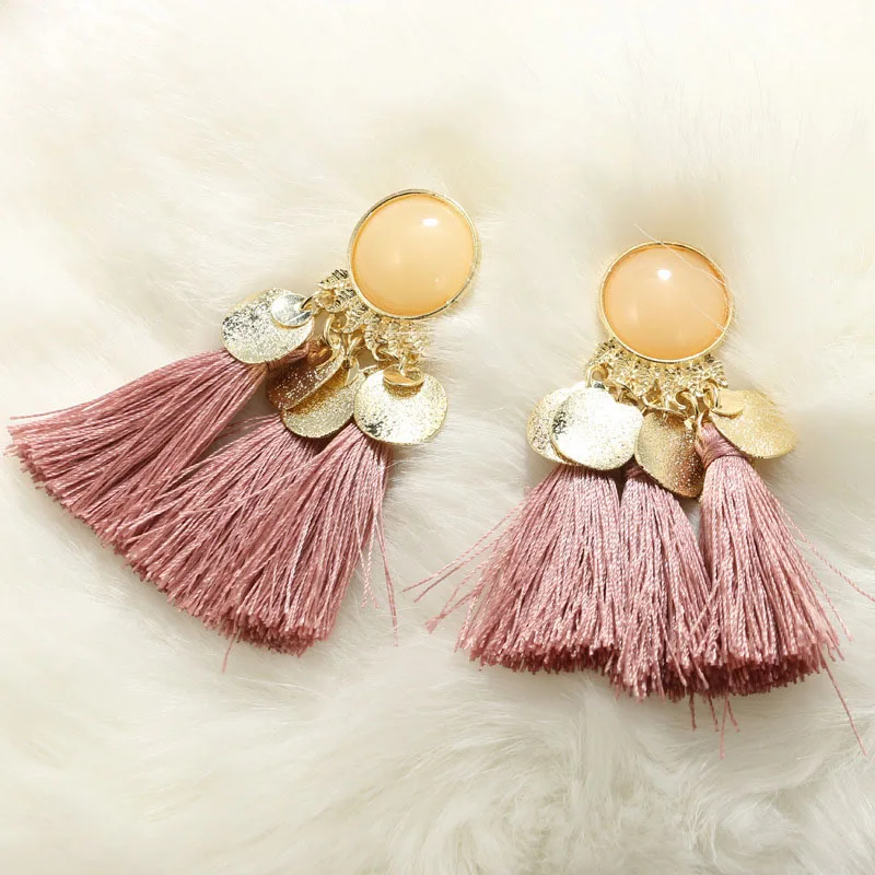 2018 new earrings arrivals Vintage Coins Long tassel summer Bohemia large flower original earring Woman's multicolor | Украшения и