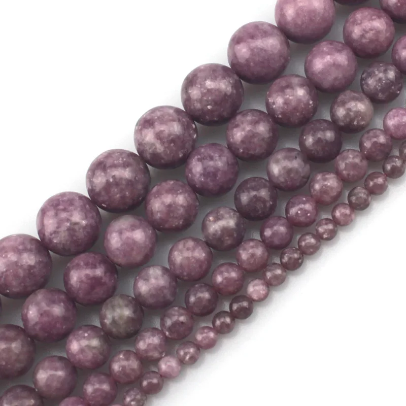 Круглые бусины из лепидолита и нефрита натурального камня бусины-разделители