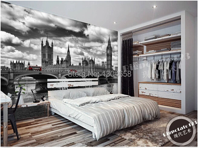 Пользовательские 3D стерео обои Классическая черно белая серия подвесной мост