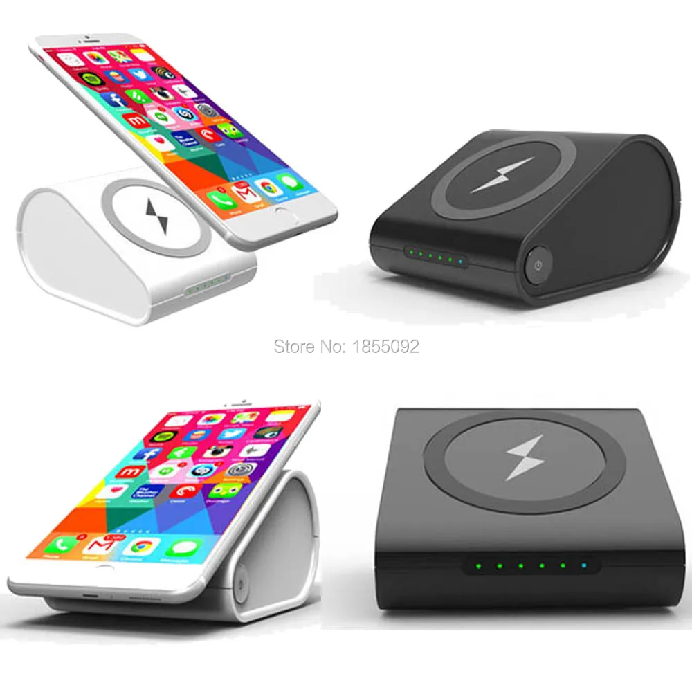 Sinegen New QI Wireless Charger 10000mah Power Bank for Samsung S6 iPhone 6 Nokia LG+USB Port+Stand Fuction Rechargeable Battery | Мобильные