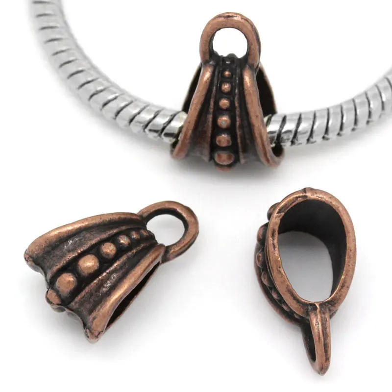 European Style Bails Beads Bag Antique Copper Dot Pattern 15mm( 5/8&quot) x 9.5mm( 3/8&quot) 9 PCs | Украшения и аксессуары