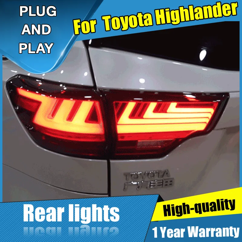 4PCS Car Styling for Toyota Highlander Taillights 2014-2018 LED Tail Lamp+Turn Signal+Brake+Reverse light | Автомобили и
