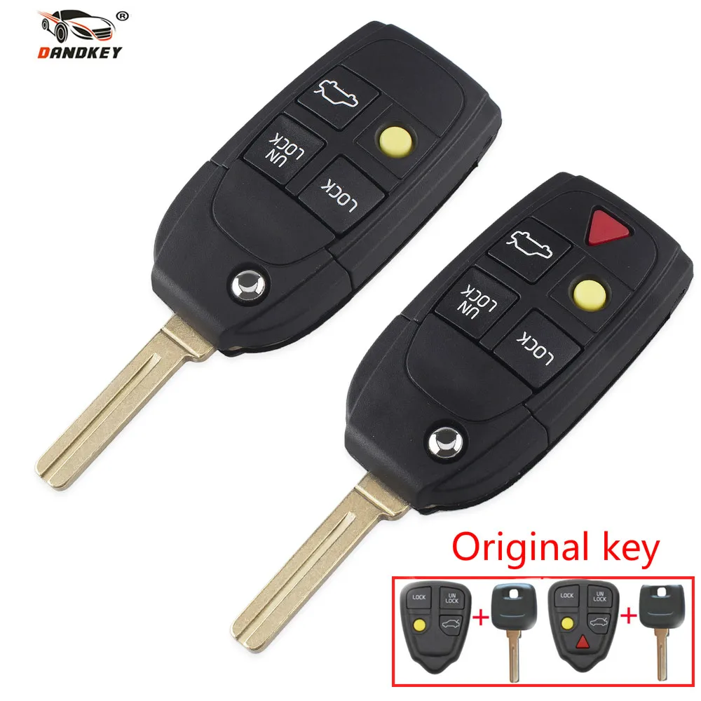 DANDKEY 4 5 кнопки дистанционный ключ чехол для Volvo S40 V40 S70 C70 V70 S80 XC70 XC90 V50 S60 складной