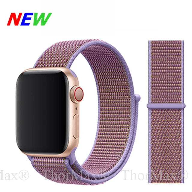 31-Lilac Для наручных часов Apple Watch, версии мягкий нейлон 40 мм 44 мм для наручных часов iWatch, сменный ремешок спортивный петля для наручных часов Apple Watch 4 серии 3/2/1 38 мм 42 мм ремешок - Цвет ремешка: 31-Lilac