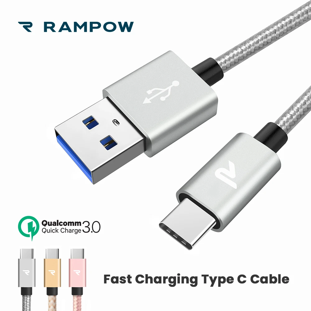 RAMPOW QC3.0 usb type C кабель 100 минут полное зарядное устройство для Samsung S9 USB huawei P20