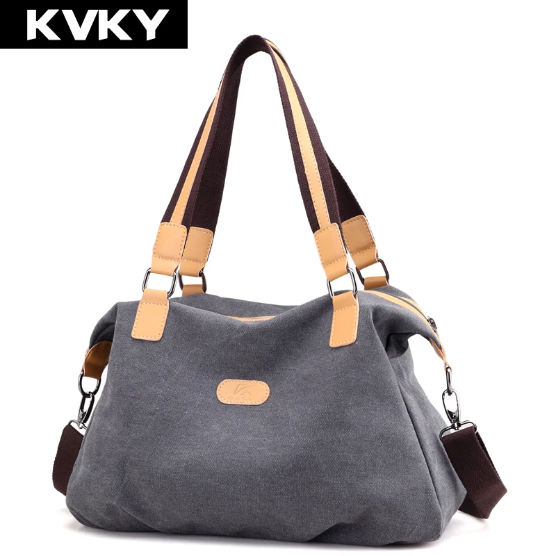 KVKY Брендовые женские холщовые сумки Большая вместительная женская сумка на