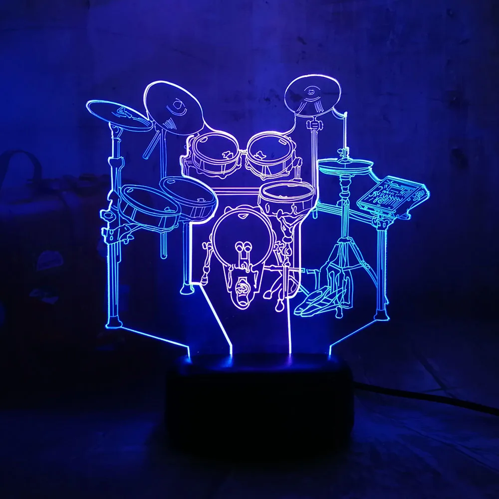 Новинка музыкальный инструмент набор Джаз барабанов 3D LED RGB двойной смешанные