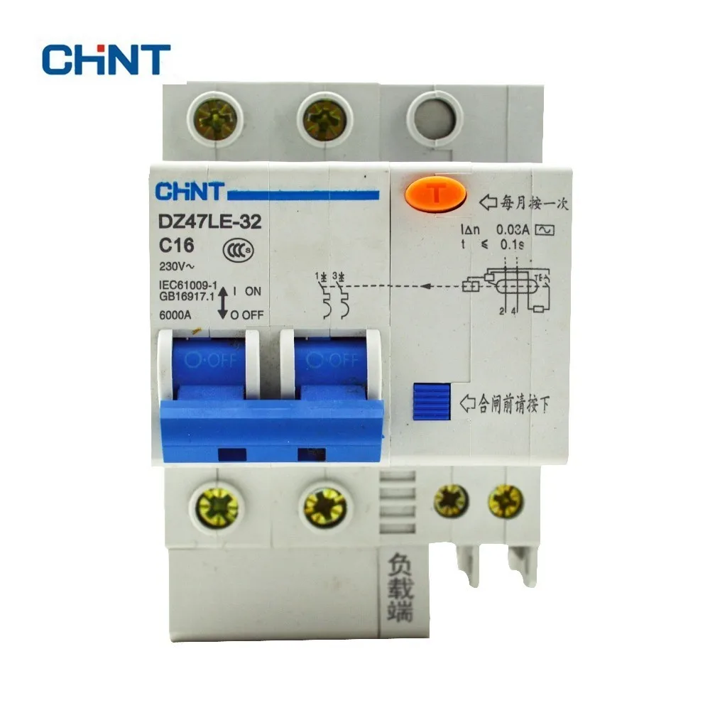 

CHINT Circuit Breaker DZ47LE-32 2P C16 230V 16A Leakage Protection