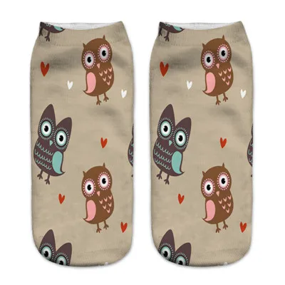Owl Socks 07 Милые носки с совами милые носки с принтом животных повседневные забавные короткие носки - Цвет: Owl Socks 07