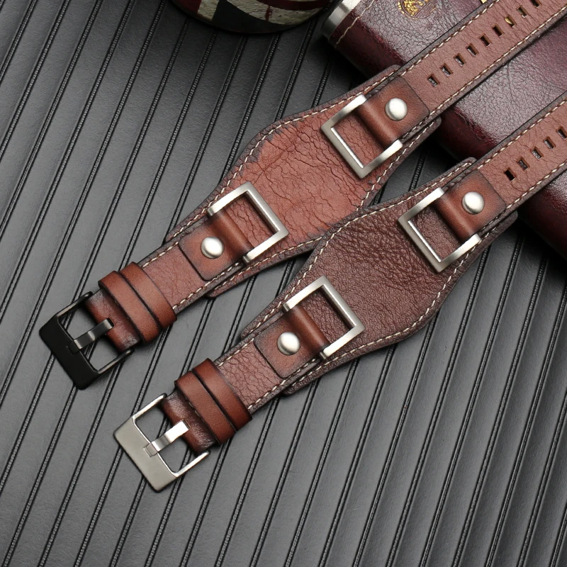 Fossil JR1157 Watchband Genuine Leather 24mm Men Watch Band Strap High Quality Vintage Bracelet Retro Style Brown Black