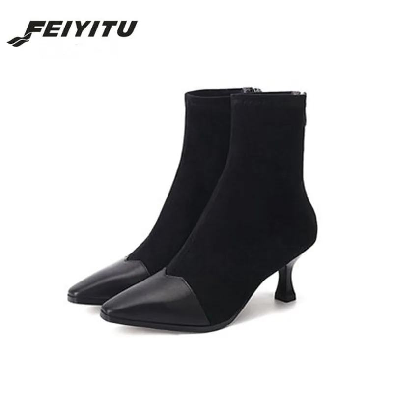 Feiyitu/Новинка Женская обувь Ботильоны на высоком каблуке Высококачественная