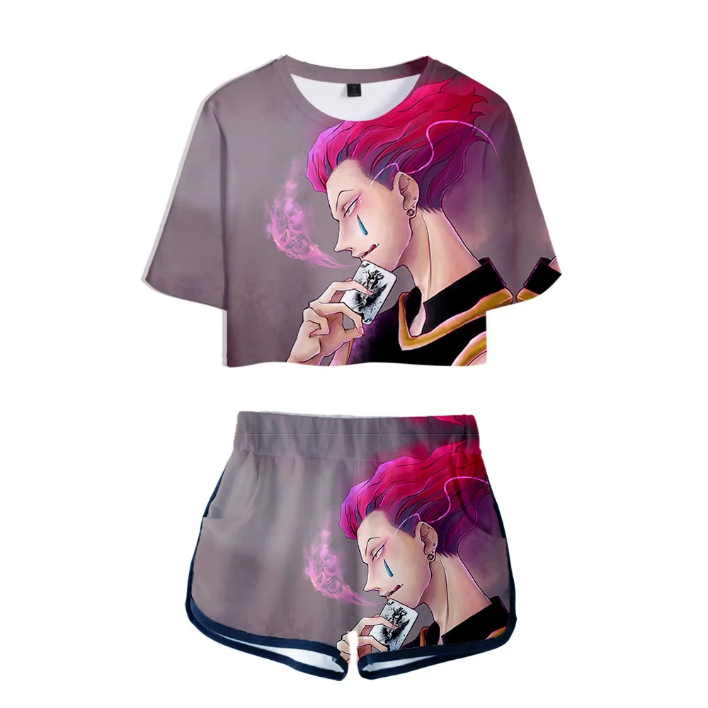 Женский комплект из 2 предметов Hisoka летний укороченный топ с коротким рукавом и