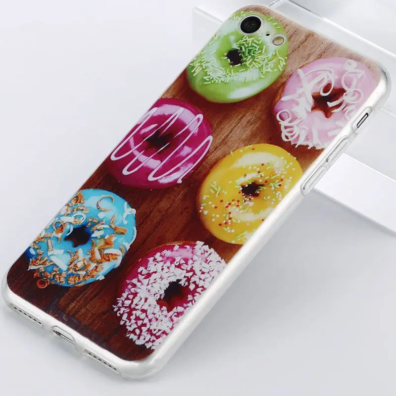 Сладкий десерт телефон case для iphone 6 6s plus 5S 5 se 7 плюс окрашены macaron пончики торт soft