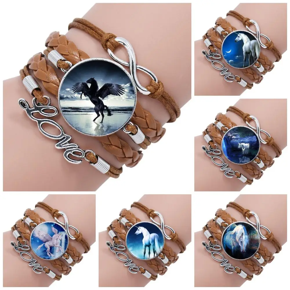 Модные украшения многослойный браслет из кабошона и стекла черный/коричневый