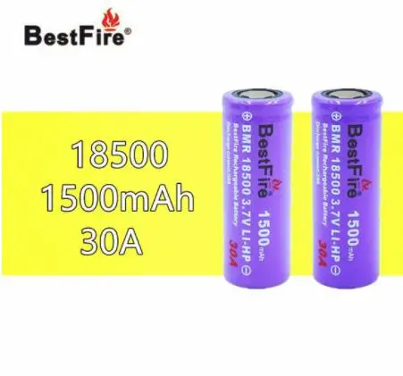 2 шт. BESTFIRE IMR 18500 1500 мАч 30A плоский верх перезаряжаемый литиевый аккумулятор для ECIG