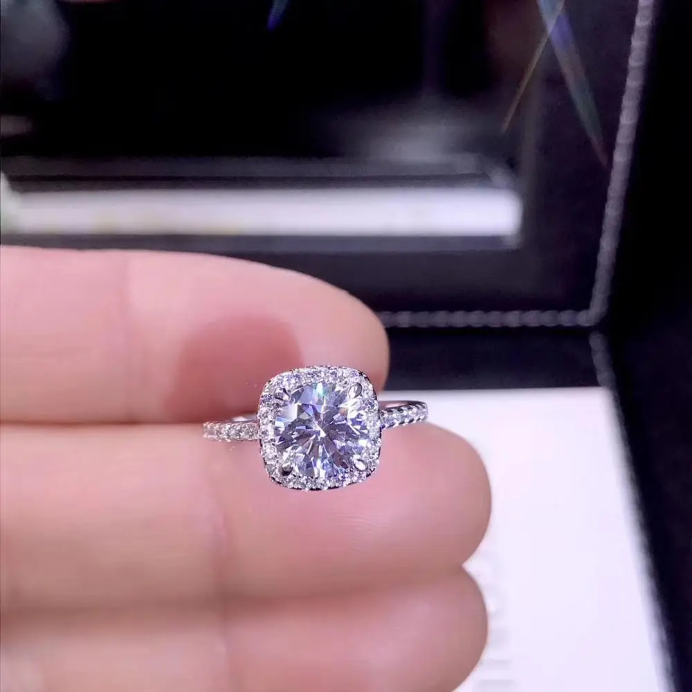 Круглое серебряное кольцо Moissanite 1ct D VVS роскошное моиссанитовое Weding для