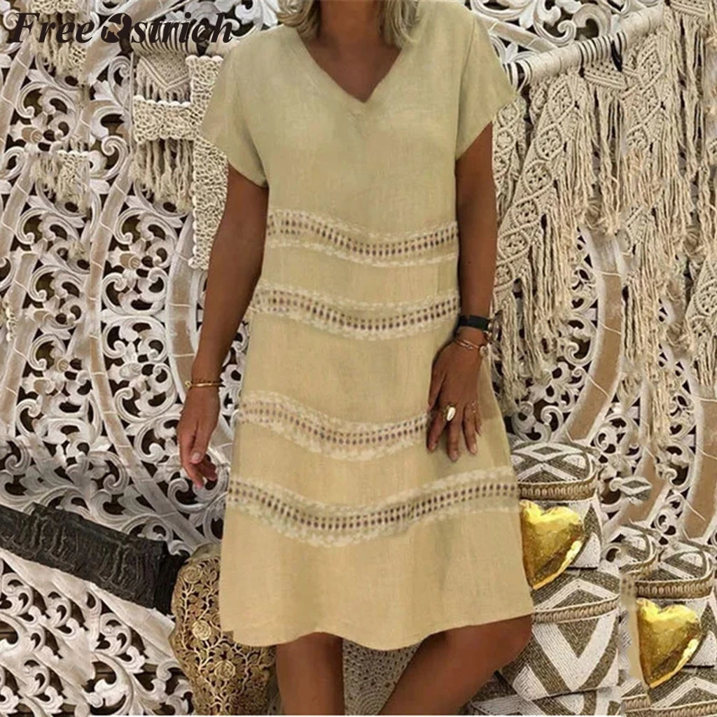 Бесплатная страусиное Платье женское ретро с коротким рукавом принтом до колен