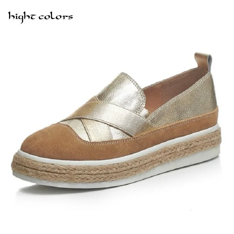 Женские туфли на толстой подошве лоферы из натуральной кожи без застежки с