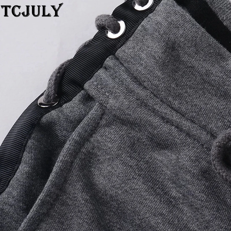 TCJULY/Новинка 100% хлопок с перекрестными завязками сбоку спортивные штаны на