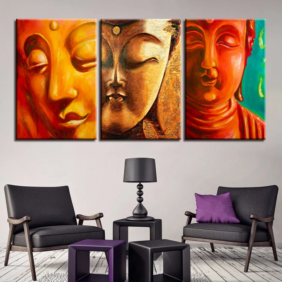 Холст плакат стены искусства рамки комплект из 3 предметов красный статуя