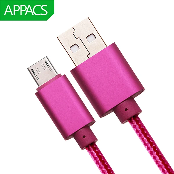 APPACS Micro USB кабель для быстрой зарядки мобильного телефона Andriod кабель адаптер 5V2A 1 м 2 м 3 м USB кабель для зарядки данных для samsung htc LG - Цвет: Rose red