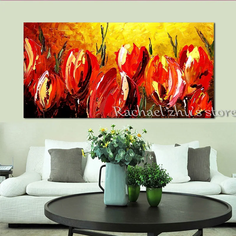 Ручная роспись абстрактная картина маслом тюльпана на холсте Толстая