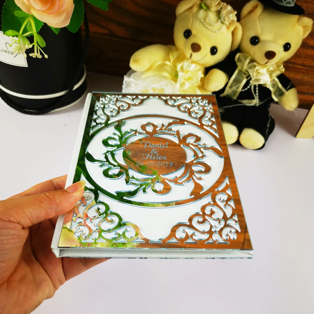 Пользовательские Mr Mrs имя, Дата свадьбы книга для подписей посетителей персонализированные Открытое платье в клетку на фоне книг уникальный Свадебная вечеринка, Декор