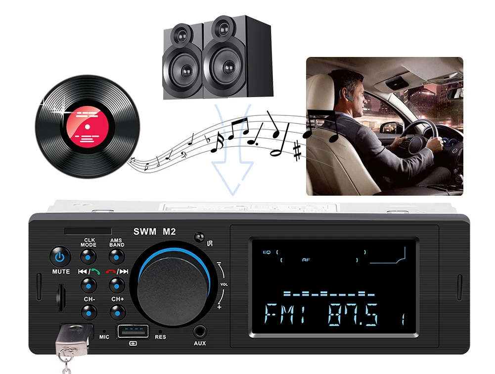 Автомобильный радиоприемник Bluetooth Авторадио 12 в автомобильный стерео радио FM Aux вход приемник зарядка SD USB In-dash 1 din автомобильный MP3 мультимедийный плеер