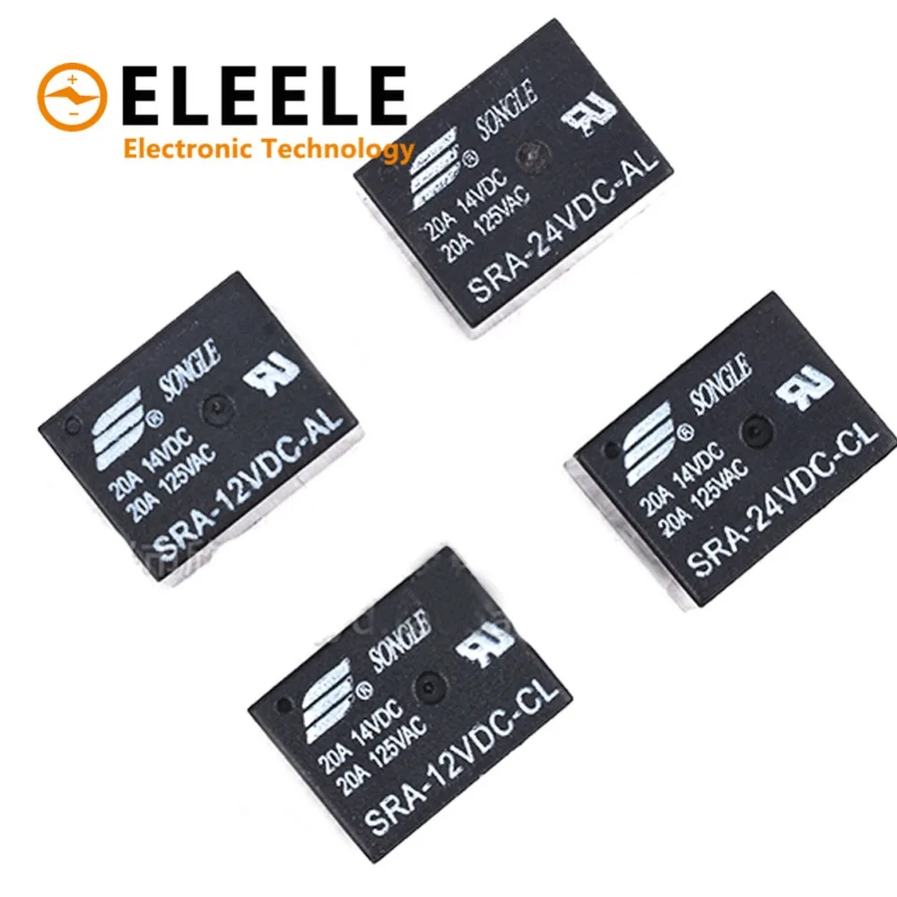 5 В 12 24 постоянного тока 20A DC Мощность реле SRA 05VDC CL 12VDC 24VDC 5Pin PCB Тип наличии Черный