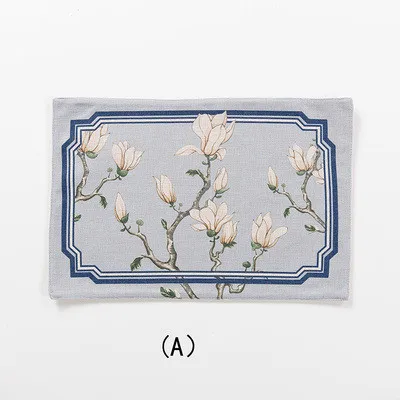 DUNXDECO, 2 шт., 28X44 см, элегантный китайский дворцовый сад, стиль, синяя Орхидея, тканевая скатерть, салфетки, вечерние, декоративные, покрытие для стола, фото - Цвет: A