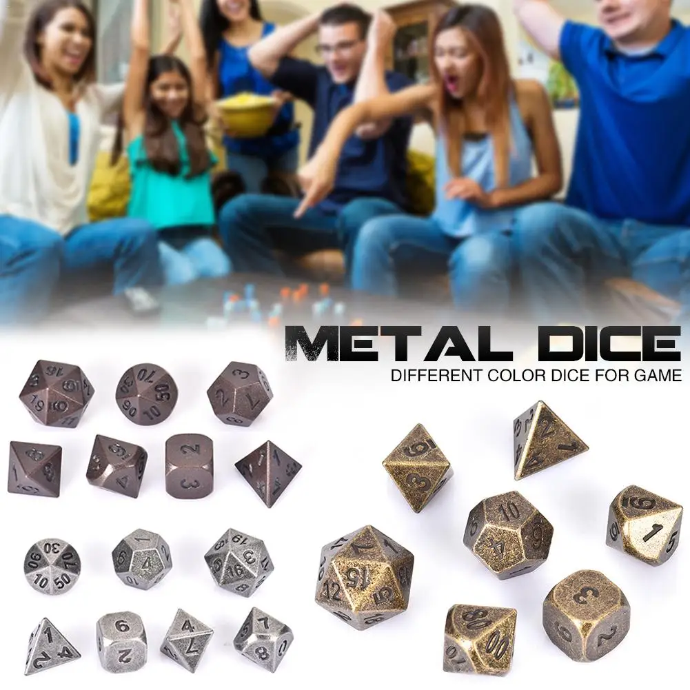 Подземелья и Драконы 7 шт./набор, креативная игра в ролевые игры, кости D& D, металлические кости DND, разные цвета