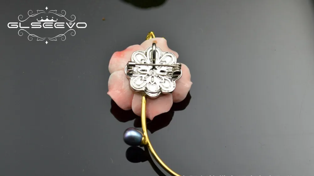 XlentAg натуральный пресноводный жемчуг брошь в виде цветка для женщин Коралловый