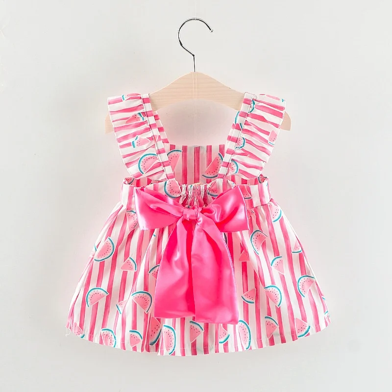 Kids Dresses for Girls Summer Style Princess Backless Dress Watermelon Clothes Casual Sleeveless Girl Baby Bow | Детская одежда и