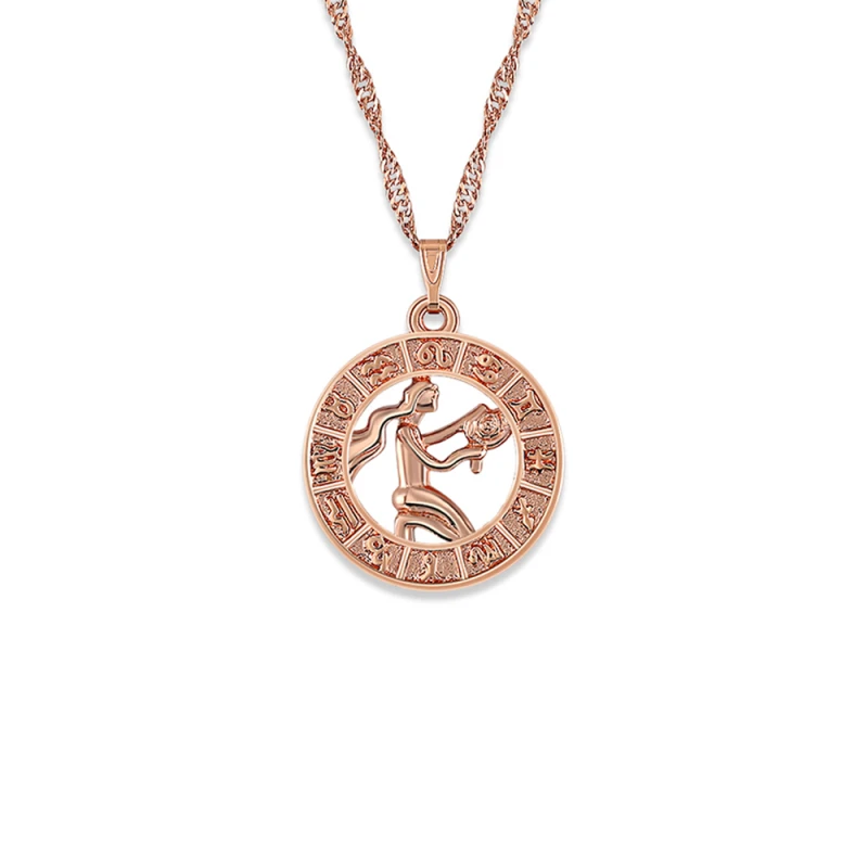 

Garilina 12 Constellation Aries Taurus Gemini Cancer Leo Virgo Fashion Jewelry rose gold Necklace Pendants gifts P2136