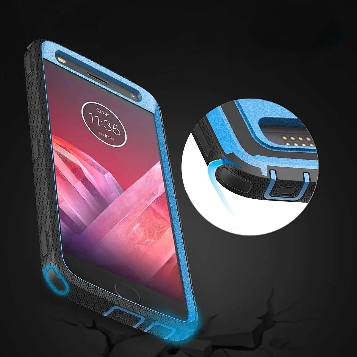 YUMQUA чехол для Motorola Moto Z2 Play/Z2 Force Case Shock Adsording Hybrid Прочный ударопрочный защитный motorola