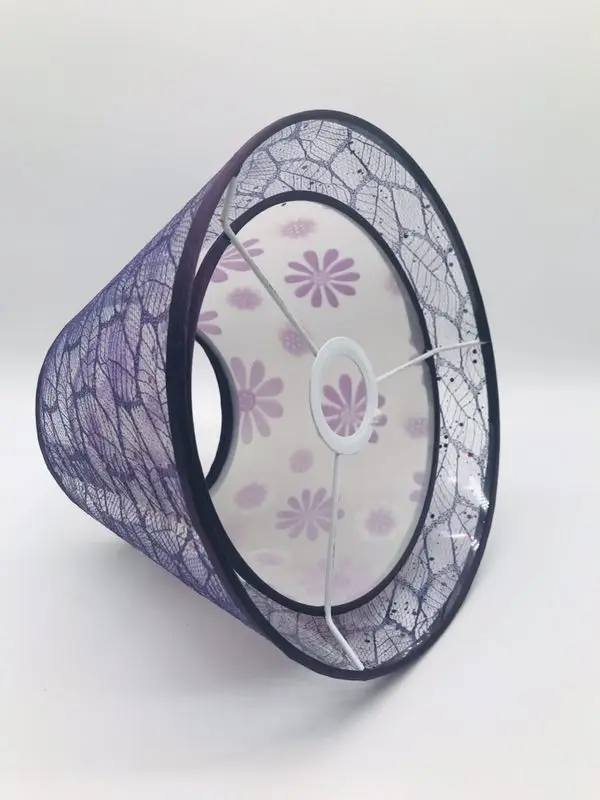 purple E27 современный стиль двойной абажур для настольной лампы цветочный узор кружева текстильные ткани декоративный абажур - Цвет корпуса: purple