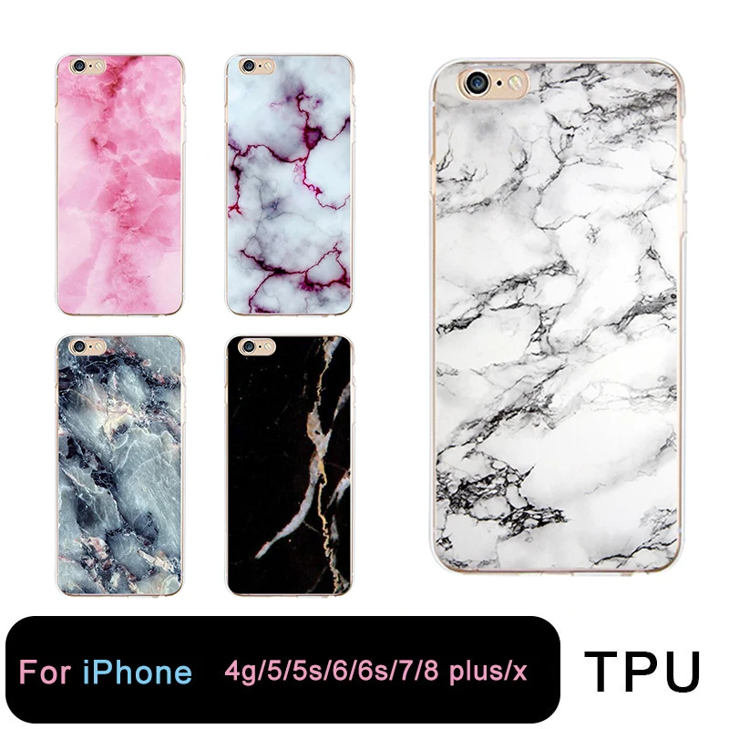 TPU Clear Phone Case For iPhone 6 6s 7 8plus x Coloful Soft Marble Free shipping 4 5se |