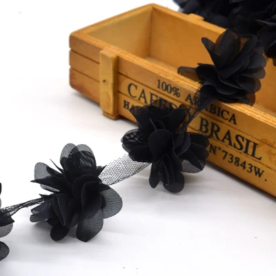 black 001 Новая мода 24 шт./лот красочные 3D шифон цветочный букет кружевное платье украшение кружевная ткань Аппликация Кружевное шитье расходные материалы - Цвет: black 001