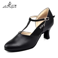ladingwu hot selling womens genuine leather shoes ballroom dance competition shoes black latin dance shoes heel 677 58 3cm