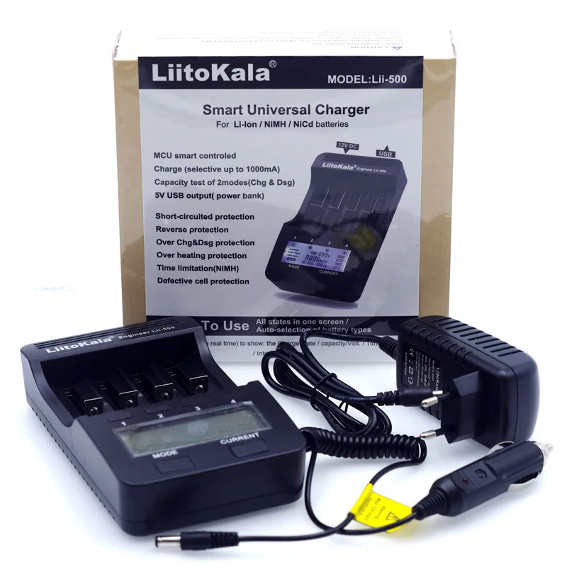 Liitokala lii500 смарт-универсальный ЖК-дисплей литий-ионный NiMh AA AAA 10440 14500 16340 17335 17500 18490 17670 18650 Батарея Зарядное устройство