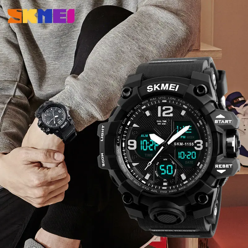 SKMEI 1155 спортивные часы мужские лучшие брендовые роскошные Цифровые светодиодный