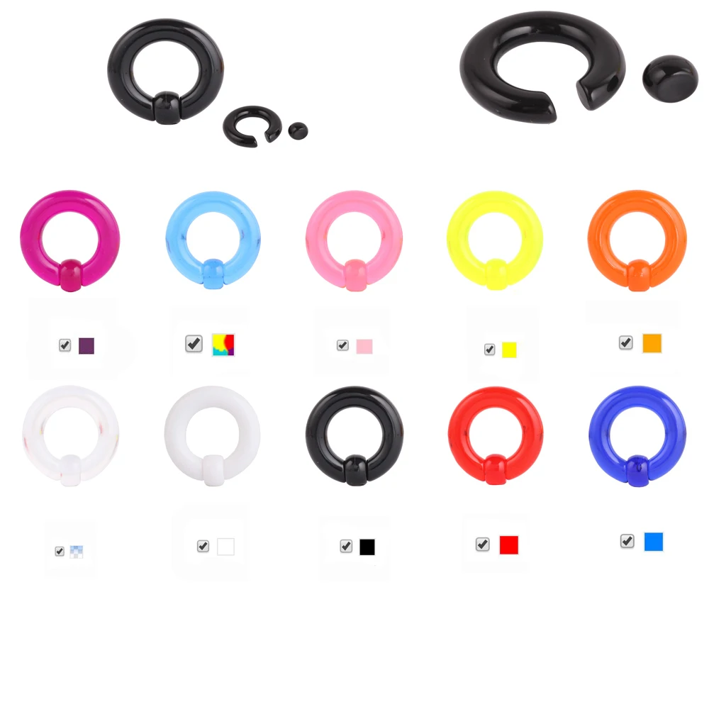 2PCS Acrylic Captive Bead Rings Septum Clickers Ear Plugs Tunnel Expanders Body Jewelry Nipple Piercings Segment | Украшения и