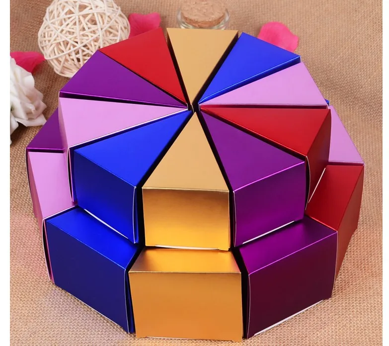 Треугольная коробка конфет в стиле торта Свадебная день рождения детский душ